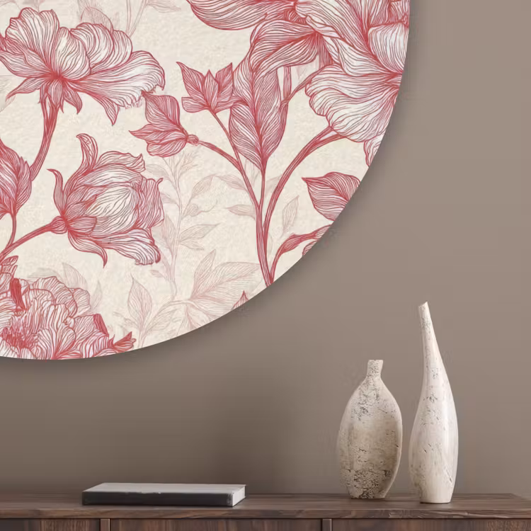 Pioenrozen - Modern - Rood Akoestische PET Vilt - Rond klein 838 -sfeer5_closeup