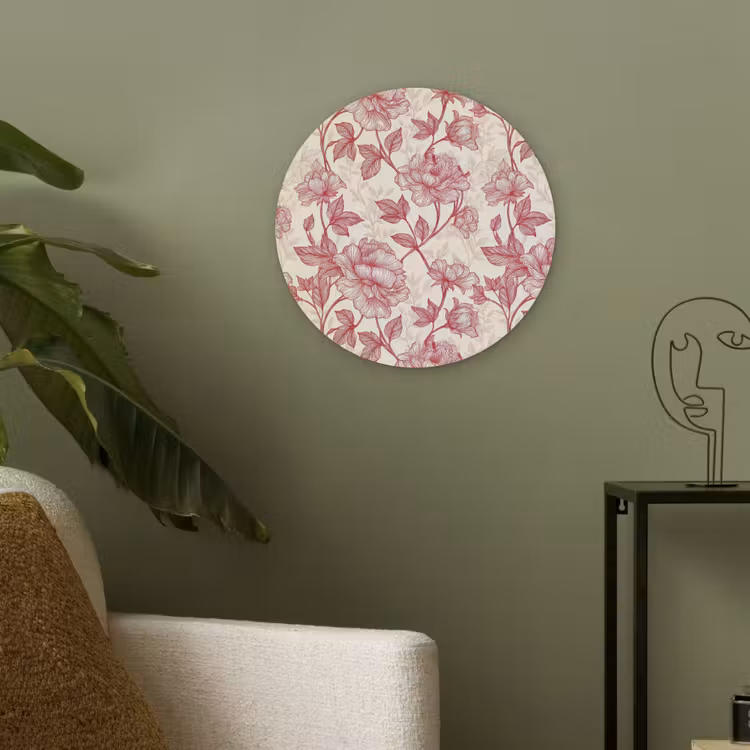 Pioenrozen - Modern - Rood Akoestische PET Vilt - Rond klein 838 -sfeer2