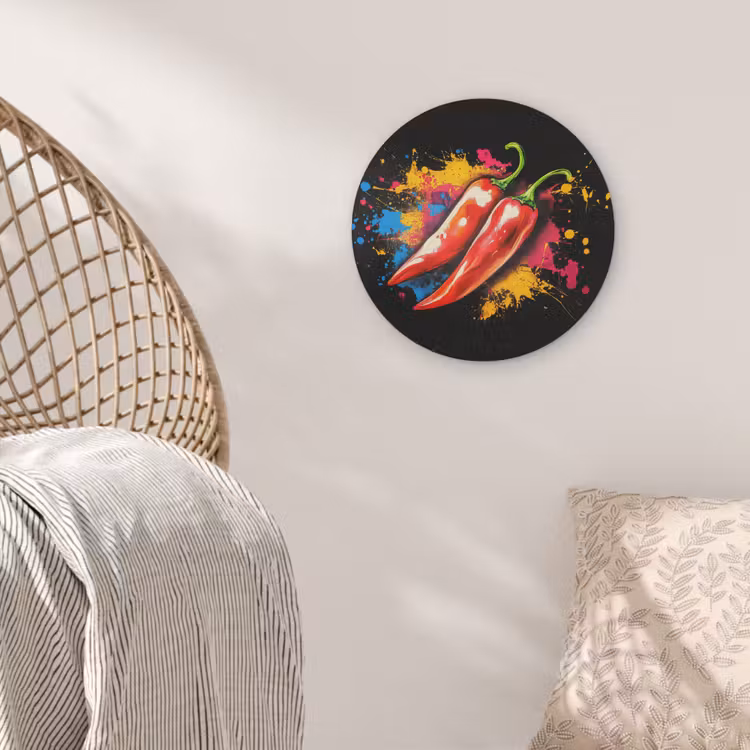 Peper - Graffiti - Verf - Abstract - Modern - Kleurrijk Akoestische PET Vilt - Rond klein -sfeer4