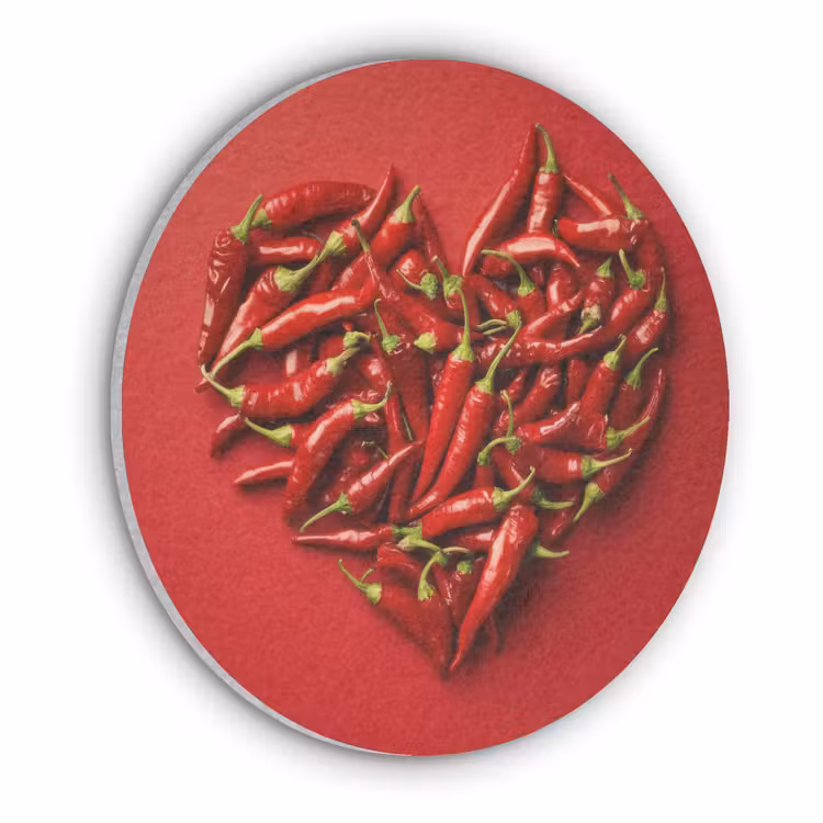 Pepers - Rood - Hart Akoestische PET Vilt - Rond klein -3d