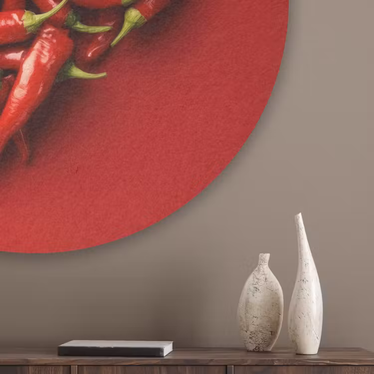 Pepers - Rood - Hart Akoestische PET Vilt - Rond klein -sfeer5_closeup