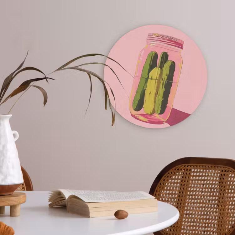 Augurken - Pot - Schaduw - Roze Akoestische PET Vilt - Rond klein -sfeer3