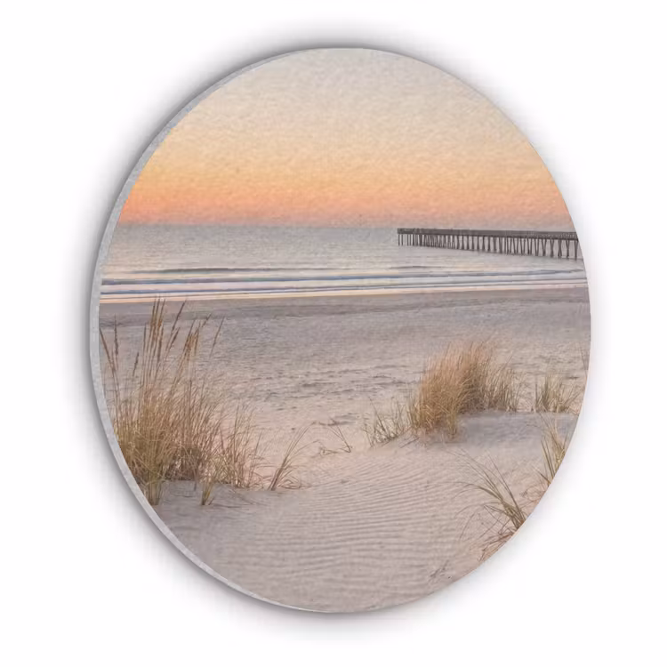 Pier - Zonsondergang - Strand Akoestische PET Vilt - Rond klein -3d