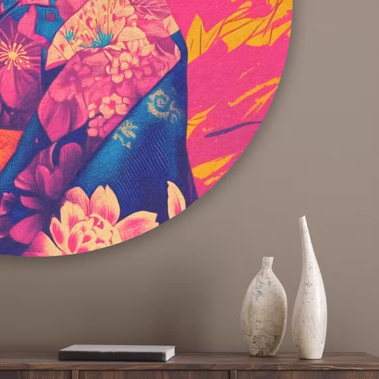 Varken - Bloemkroon - Kimono - Abstract Akoestische PET Vilt - Rond klein -sfeer5_closeup