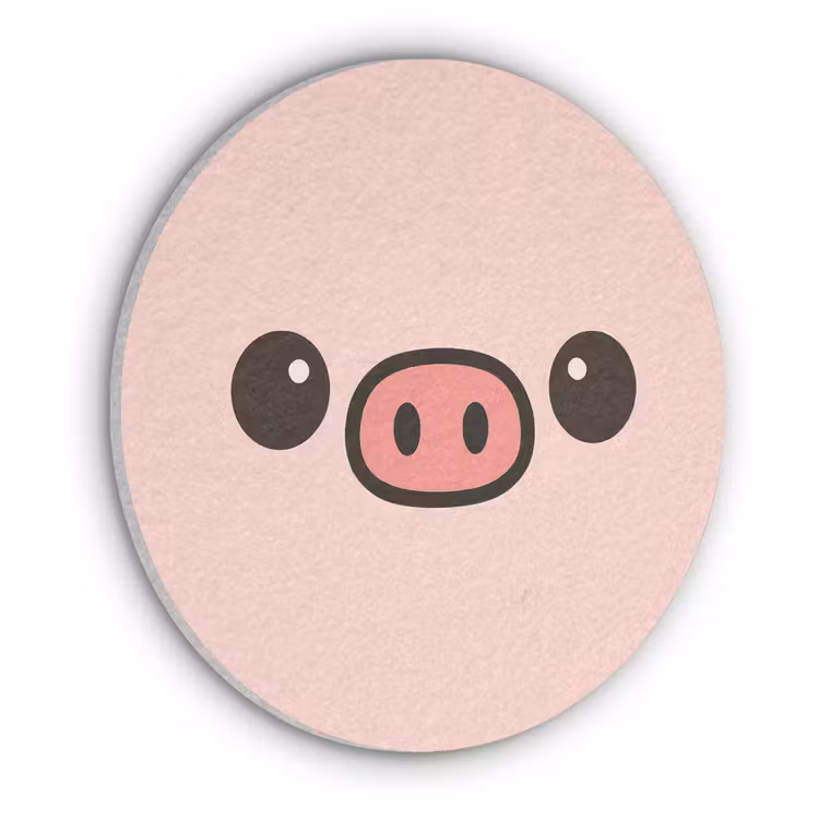 Varken - Roze - Minimalistisch Akoestische PET Vilt - Rond klein -3d