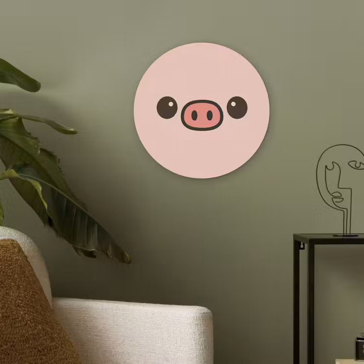 Varken - Roze - Minimalistisch Akoestische PET Vilt - Rond klein -sfeer2