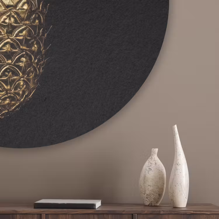 Ananas - Zwart - Goud - Luxe Akoestische PET Vilt - Rond klein -sfeer5_closeup