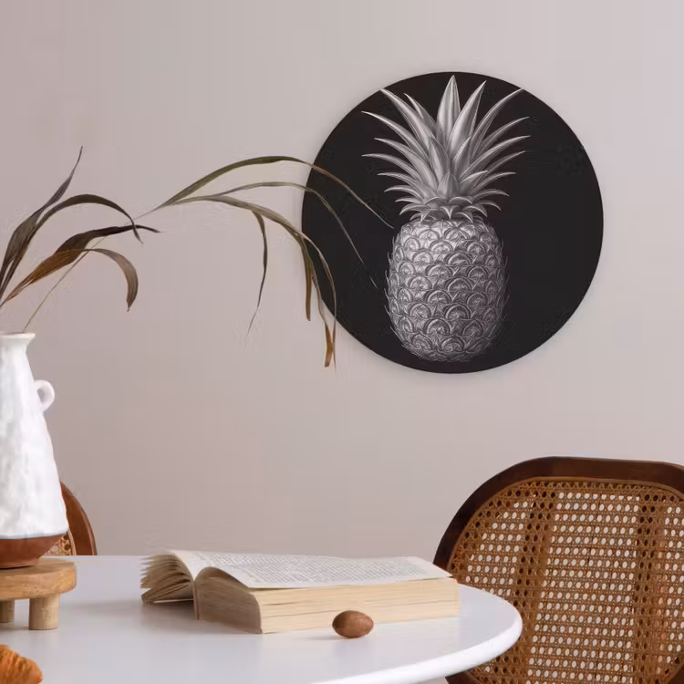 Ananas - Gedetailleerd - Bladeren Akoestische PET Vilt - Rond klein -sfeer3