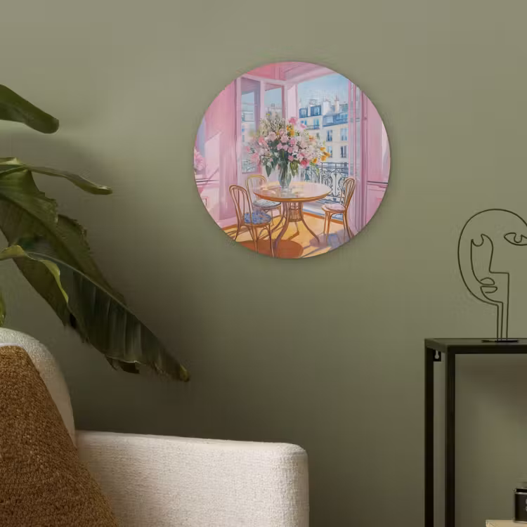 Pink - City - Bloemen Akoestische PET Vilt - Rond klein -sfeer2