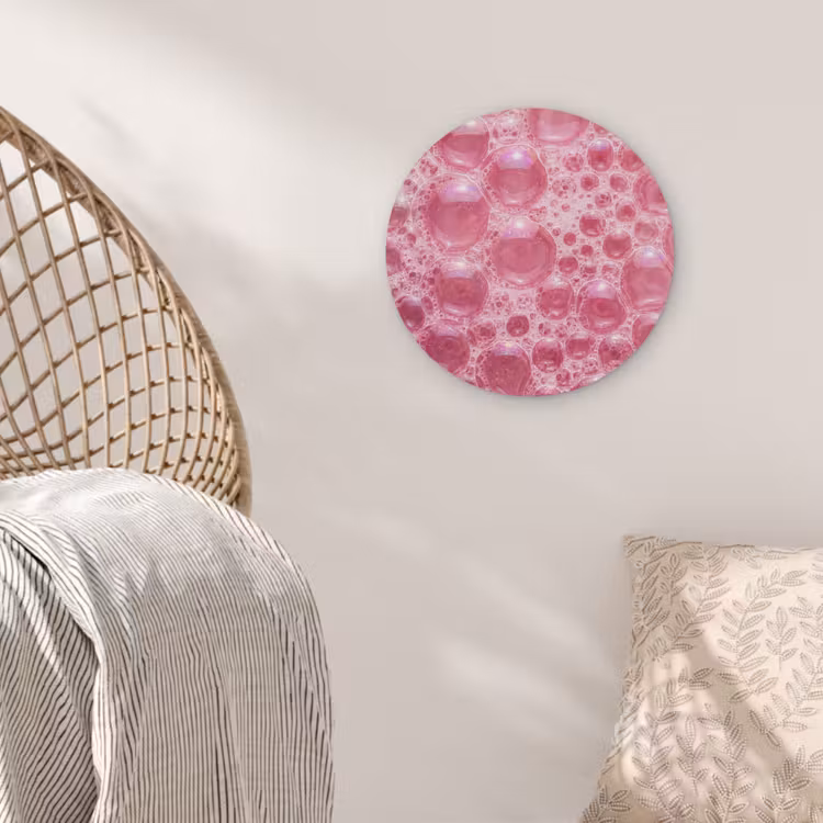 Roze - Schuim - Bubbels Akoestische PET Vilt - Rond klein -sfeer4