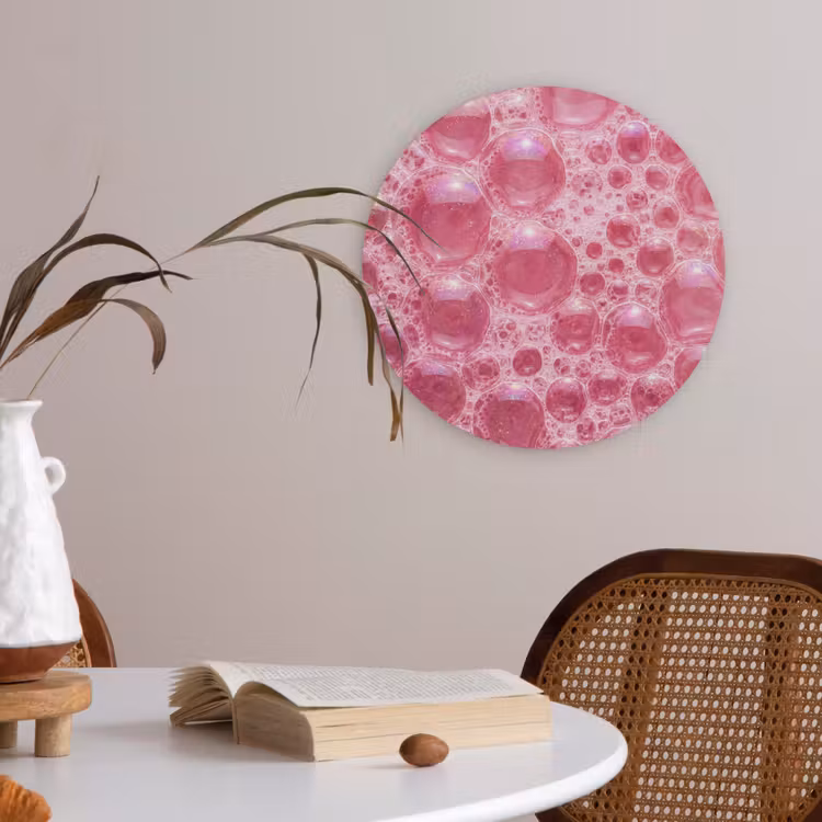Roze - Schuim - Bubbels Akoestische PET Vilt - Rond klein -sfeer3