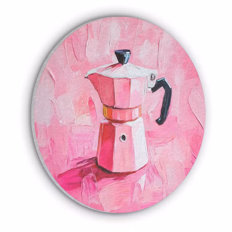 Roze - Verf - Coffee Akoestische PET Vilt - Rond klein -3d