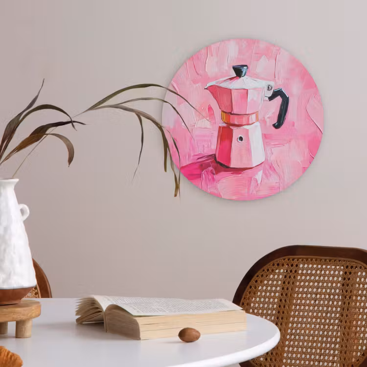 Roze - Verf - Coffee Akoestische PET Vilt - Rond klein -sfeer3