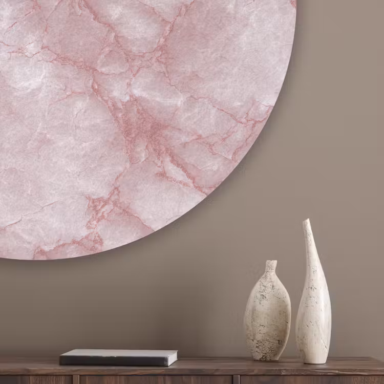 Roze - Kwartsmarmer - Aders Akoestische PET Vilt - Rond klein 838 -sfeer5_closeup