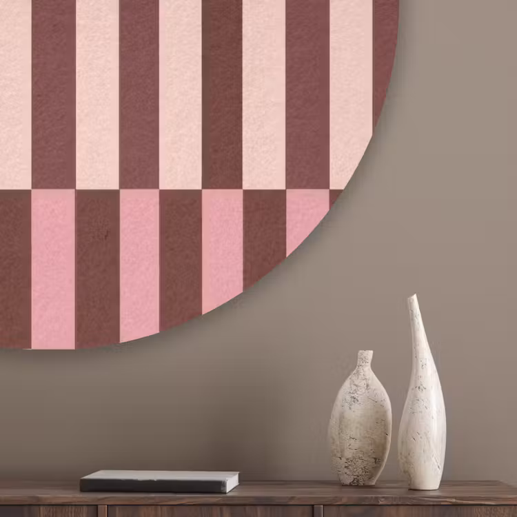 Roze - Rood - Blokjes Akoestische PET Vilt - Rond klein 838 -sfeer5_closeup