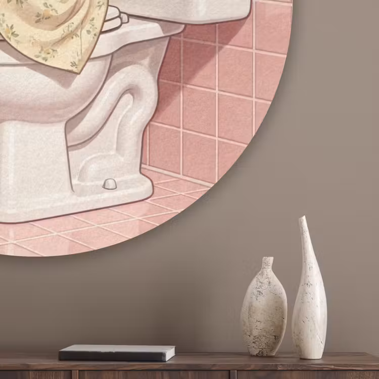 Roze - Retro - Vrouw Akoestische PET Vilt - Rond klein -sfeer5_closeup