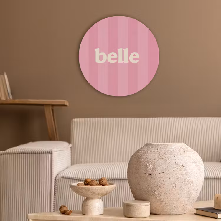 Roze - Gestreept - Belle Akoestische PET Vilt - Rond klein -sfeer1