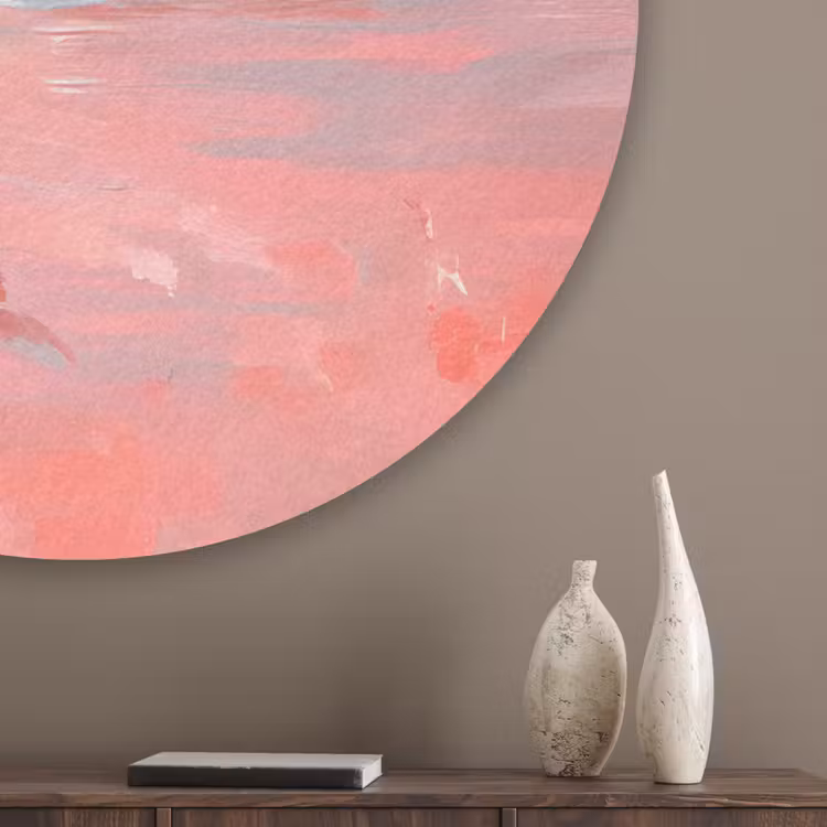 Roze - Surfen - Zee Akoestische PET Vilt - Rond klein -sfeer5_closeup