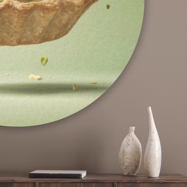 Pistache - Taart - Noten - Eten Akoestische PET Vilt - Rond klein -sfeer5_closeup