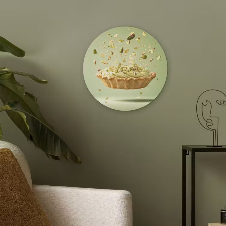 Pistache - Taart - Noten - Eten Akoestische PET Vilt - Rond klein -sfeer2
