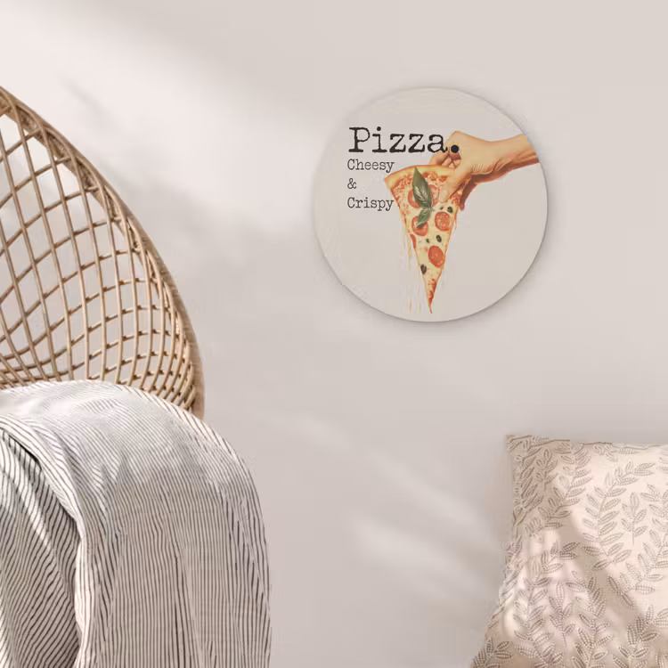 Pizza - Kaas - Pepperoni Akoestische PET Vilt - Rond klein -sfeer4