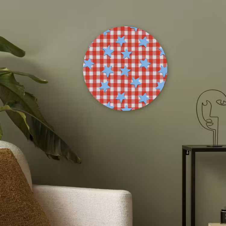 Ruit - Sterren - Rood Akoestische PET Vilt - Rond klein 838 -sfeer2
