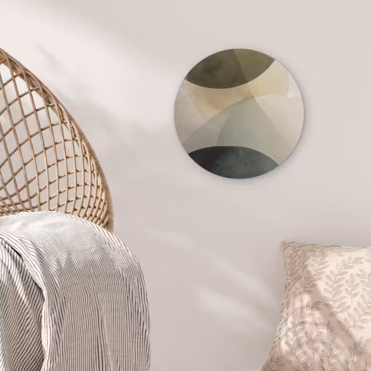 Vlakken - Abstract - Beige - Cirkels Akoestische PET Vilt - Rond klein -sfeer4