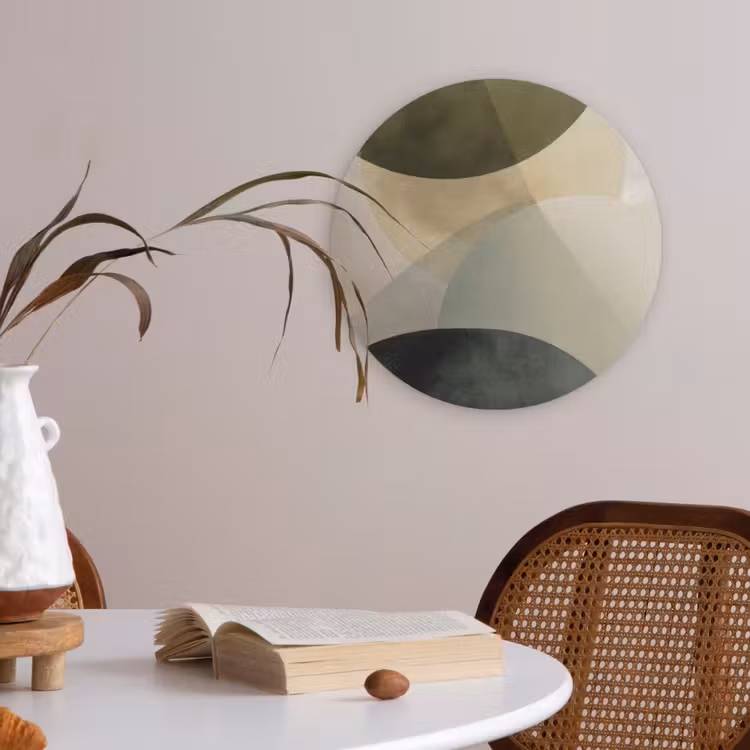Vlakken - Abstract - Beige - Cirkels Akoestische PET Vilt - Rond klein -sfeer3