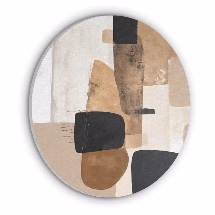 Vlakken - Abstract - Zwart - Strepen Akoestische PET Vilt - Rond klein -3d