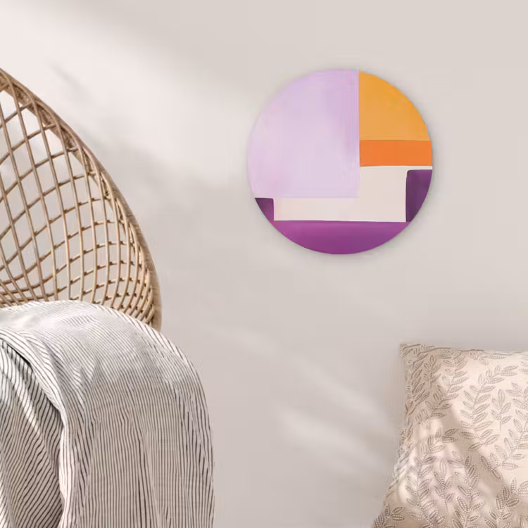 Vlakken - Abstract - Rechthoekig - Oranje Akoestische PET Vilt - Rond klein -sfeer4