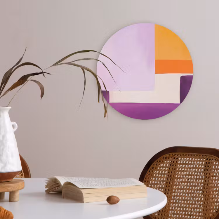Vlakken - Abstract - Rechthoekig - Oranje Akoestische PET Vilt - Rond klein -sfeer3