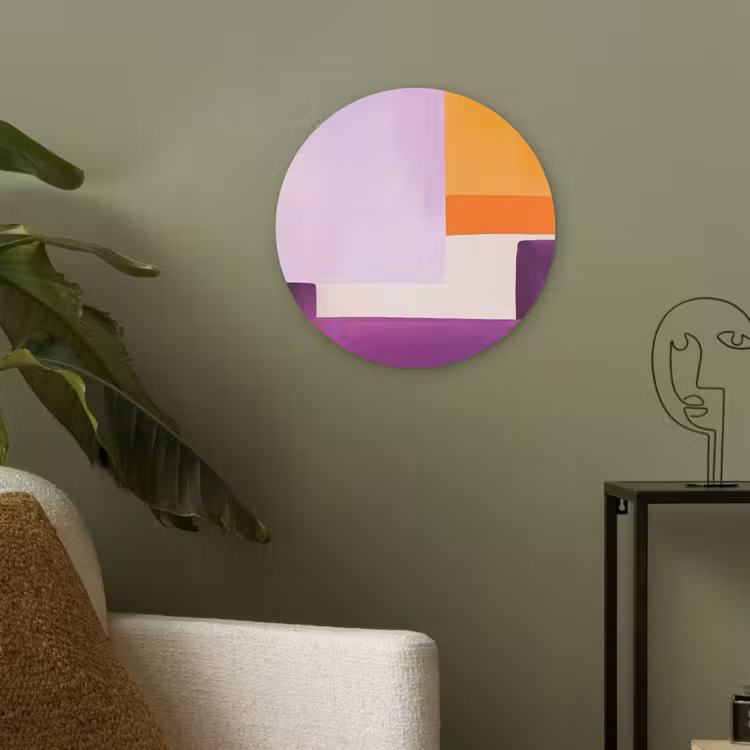 Vlakken - Abstract - Rechthoekig - Oranje Akoestische PET Vilt - Rond klein -sfeer2