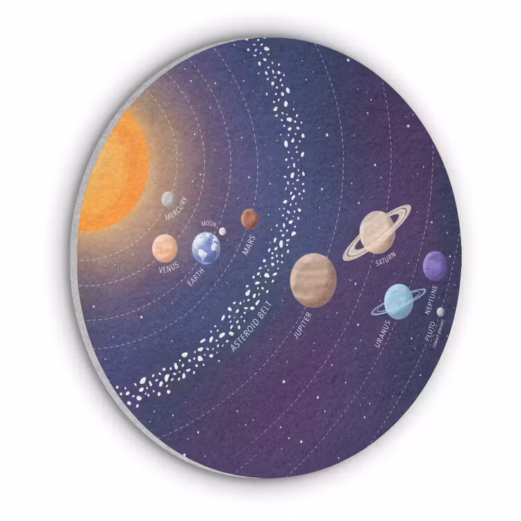 Planetenstelsel - Ruimte - Illustratie Akoestische PET Vilt - Rond klein -3d