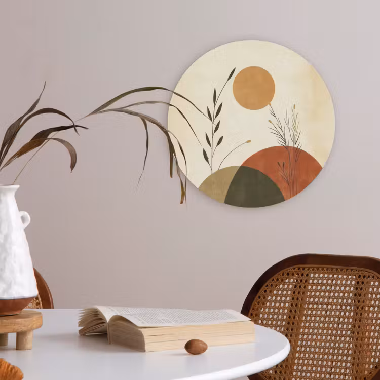 Planten - Abstract - Vormen Akoestische PET Vilt - Rond klein -sfeer3