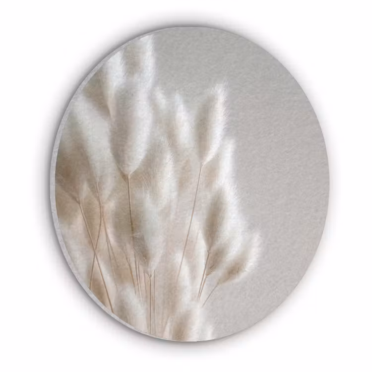 Pluimen - Beige - Minimalistisch Akoestische PET Vilt - Rond klein -3d