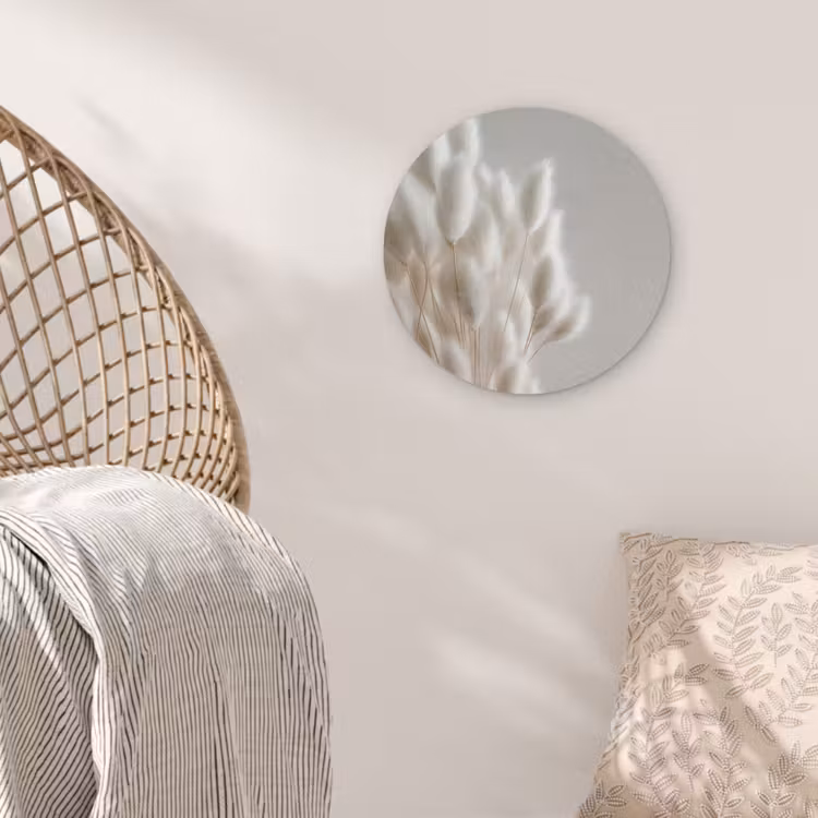 Pluimen - Beige - Minimalistisch Akoestische PET Vilt - Rond klein -sfeer4