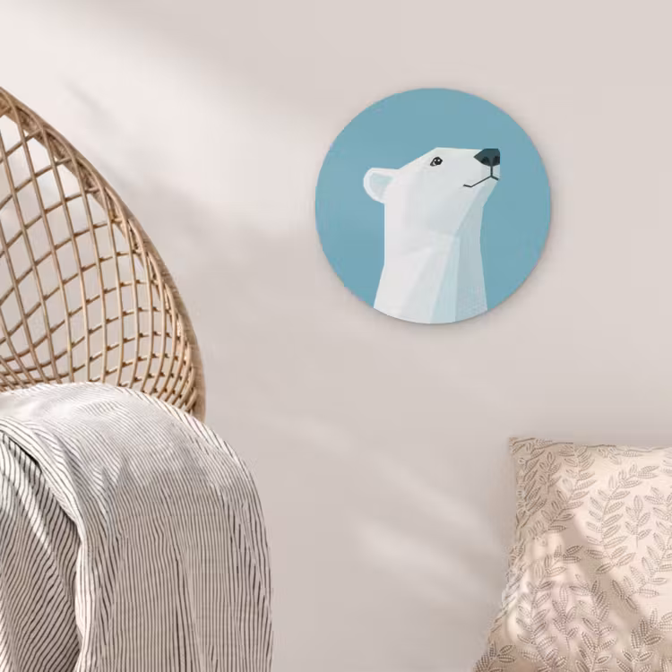Ijsbeer - Lichtblauw - Minimalistisch Akoestische PET Vilt - Rond klein -sfeer4