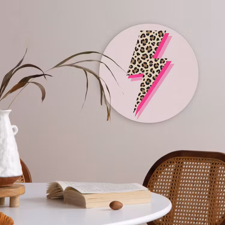 Stippen - Roze - Bliksem Akoestische PET Vilt - Rond klein -sfeer3