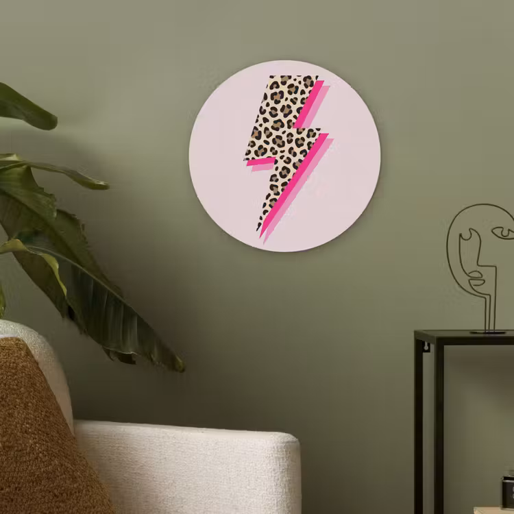 Stippen - Roze - Bliksem Akoestische PET Vilt - Rond klein -sfeer2