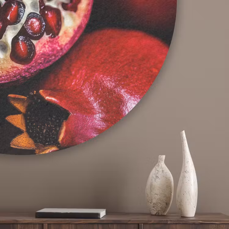 Granaatappel - Rood - Fruit Akoestische PET Vilt - Rond klein -sfeer5_closeup