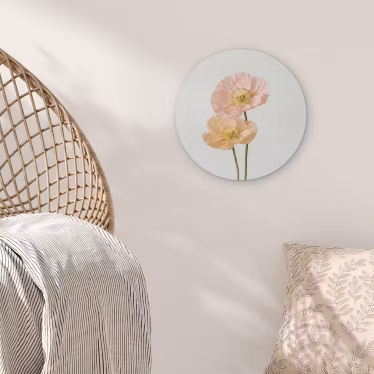 Papavers - Botanisch - Roze Akoestische PET Vilt - Rond klein -sfeer4