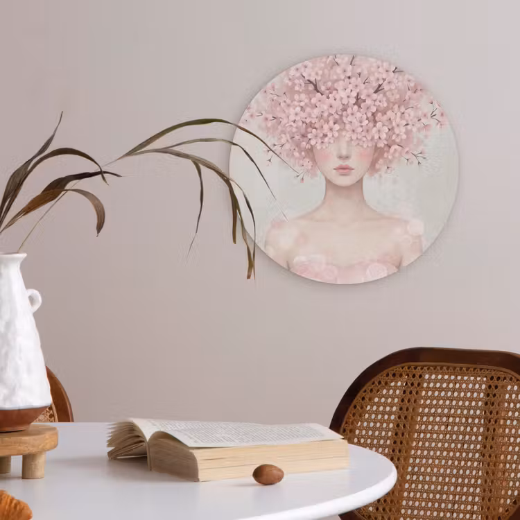 Portret - Kersenbloesem - Roze Akoestische PET Vilt - Rond klein -sfeer3