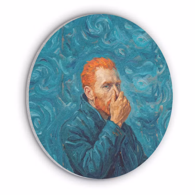 Portret - Klassiek - Blauw Akoestische PET Vilt - Rond klein -3d