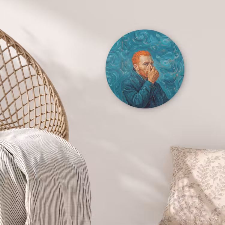 Portret - Klassiek - Blauw Akoestische PET Vilt - Rond klein -sfeer4