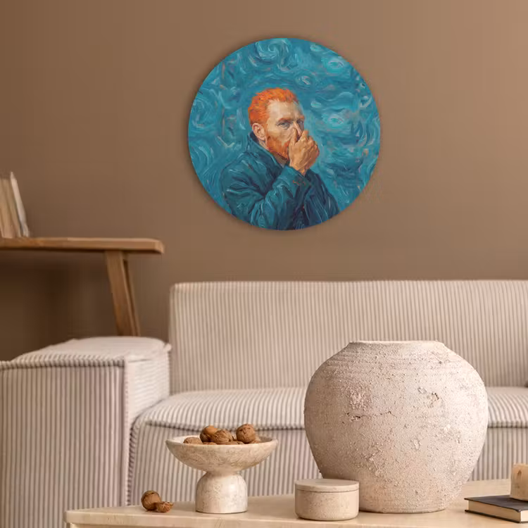 Portret - Klassiek - Blauw Akoestische PET Vilt - Rond klein -sfeer1