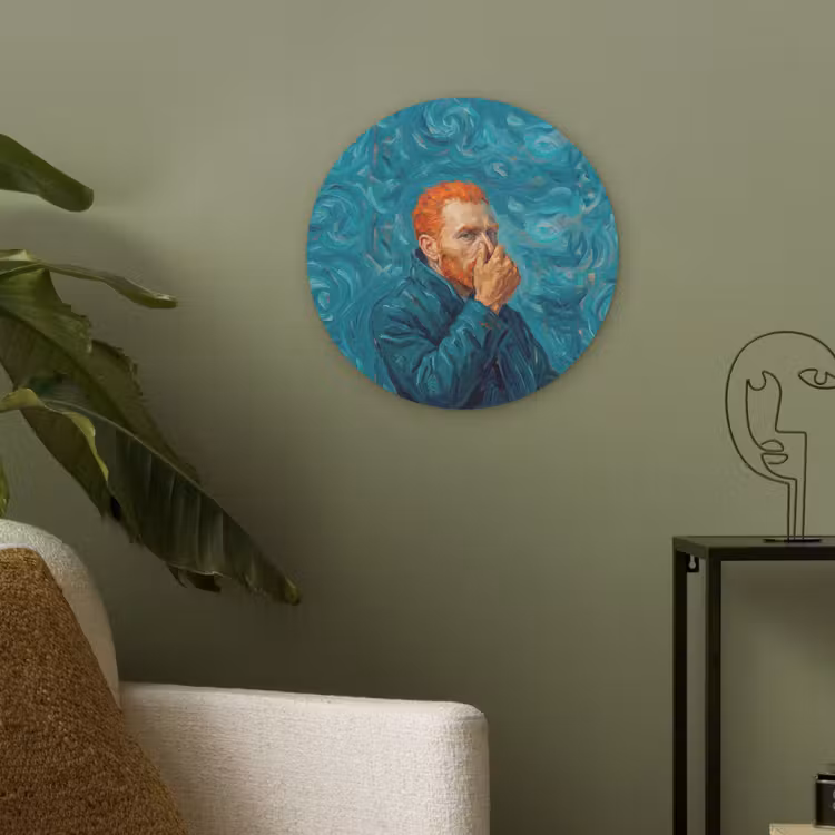 Portret - Klassiek - Blauw Akoestische PET Vilt - Rond klein -sfeer2
