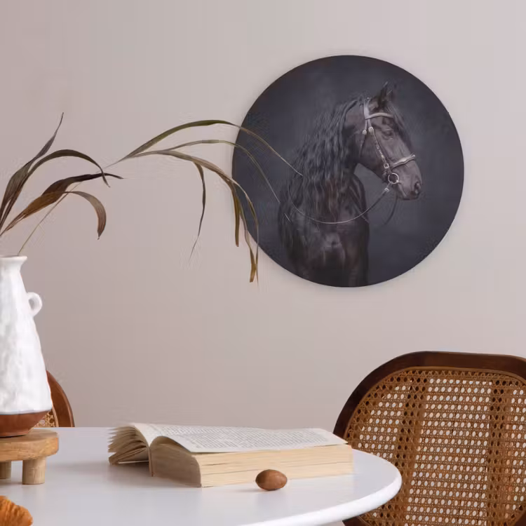 Portret - Paard - Donker Akoestische PET Vilt - Rond klein -sfeer3