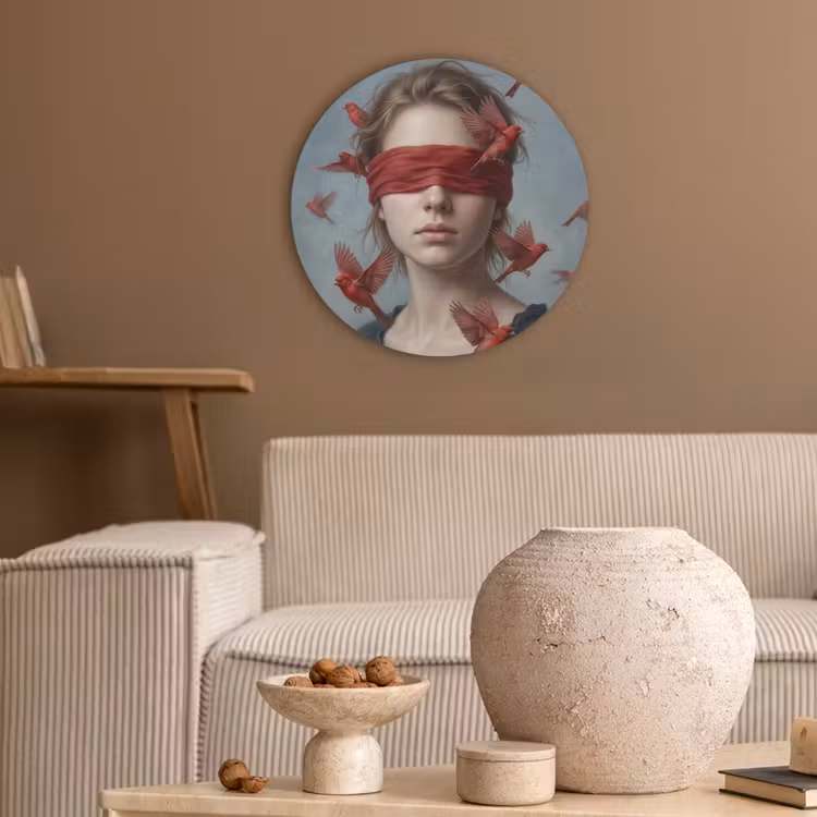Portret - Krachtig - Rood Akoestische PET Vilt - Rond klein -sfeer1