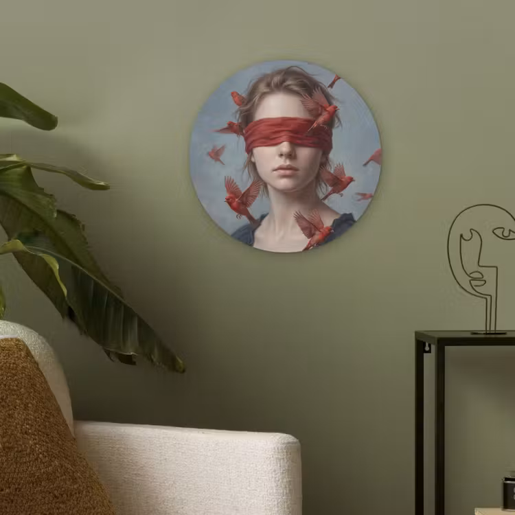 Portret - Krachtig - Rood Akoestische PET Vilt - Rond klein -sfeer2