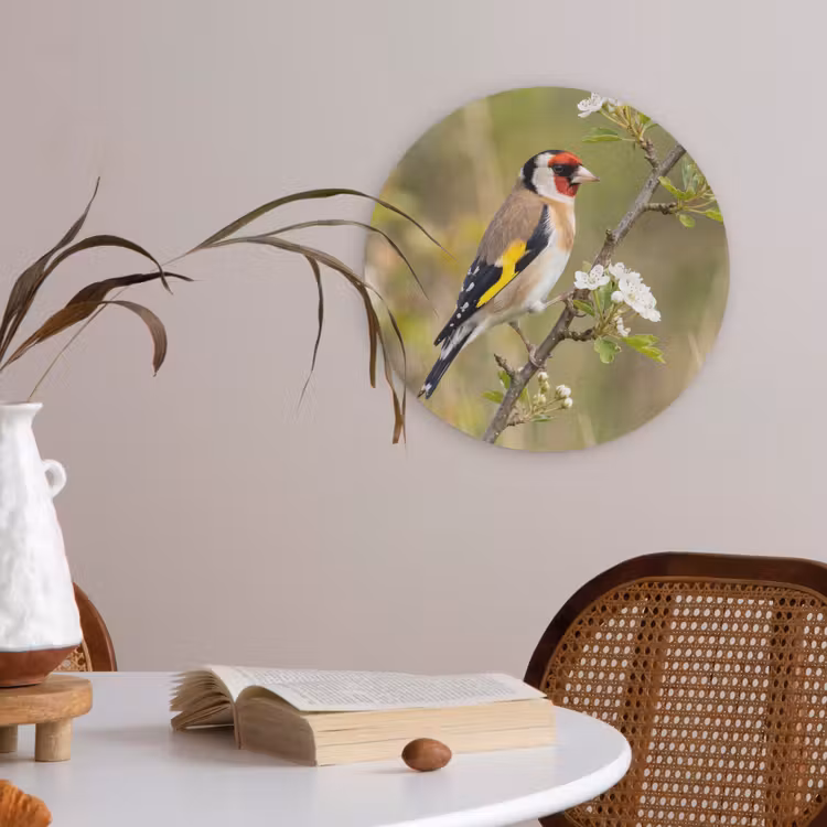 Putter - Bloesem - Lente - Natuur - Kleurrijk Akoestische PET Vilt - Rond klein -sfeer3